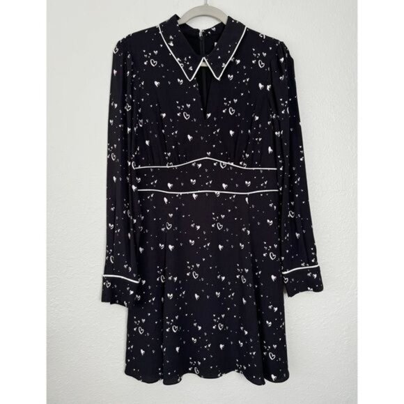 NWT Parker black white heart Kaylin mini fit and flare dress 50s 8 - Picture 2 of 13